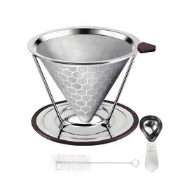 Fabibe - Pour Over Coffee Dripper 1-4 Cup 800 Mesh Inner Clothreusable Filter Stainless Steel Filte For Home Travel Office Eas - Bracket