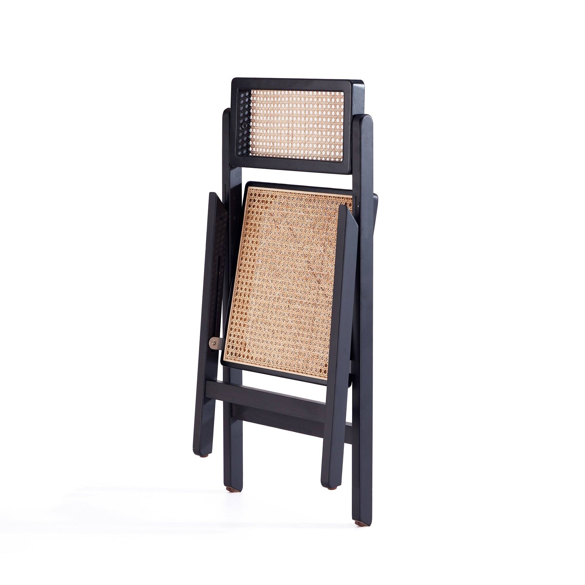 Back. Manhattan Comfort - Pullman Industry Chic Wood Folding Chair - Set of 2 - Black and Natural.