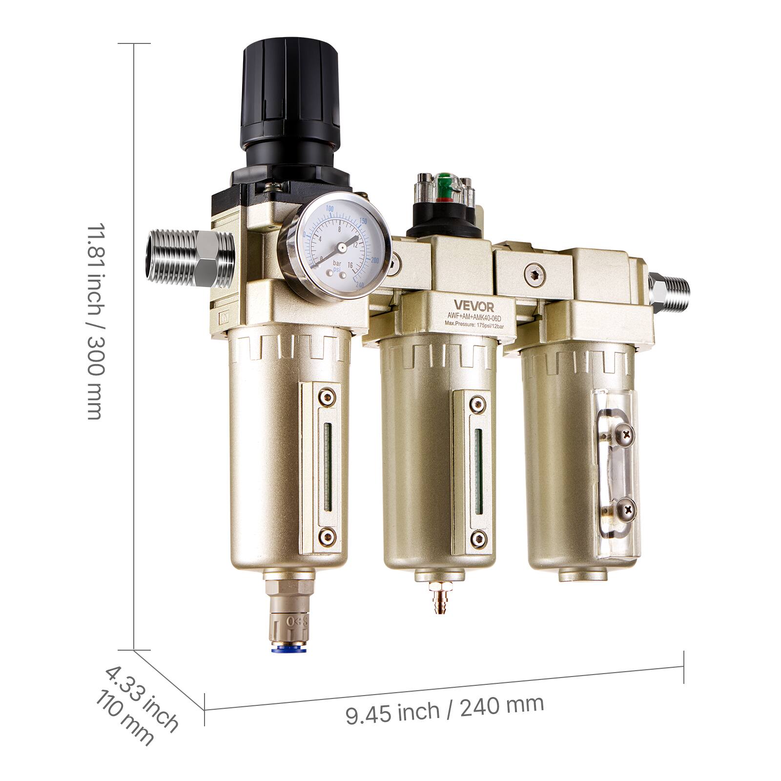 11.81 inch / 300 mm  
4.33 inch / 110 mm  
9.45 inch / 240 mm