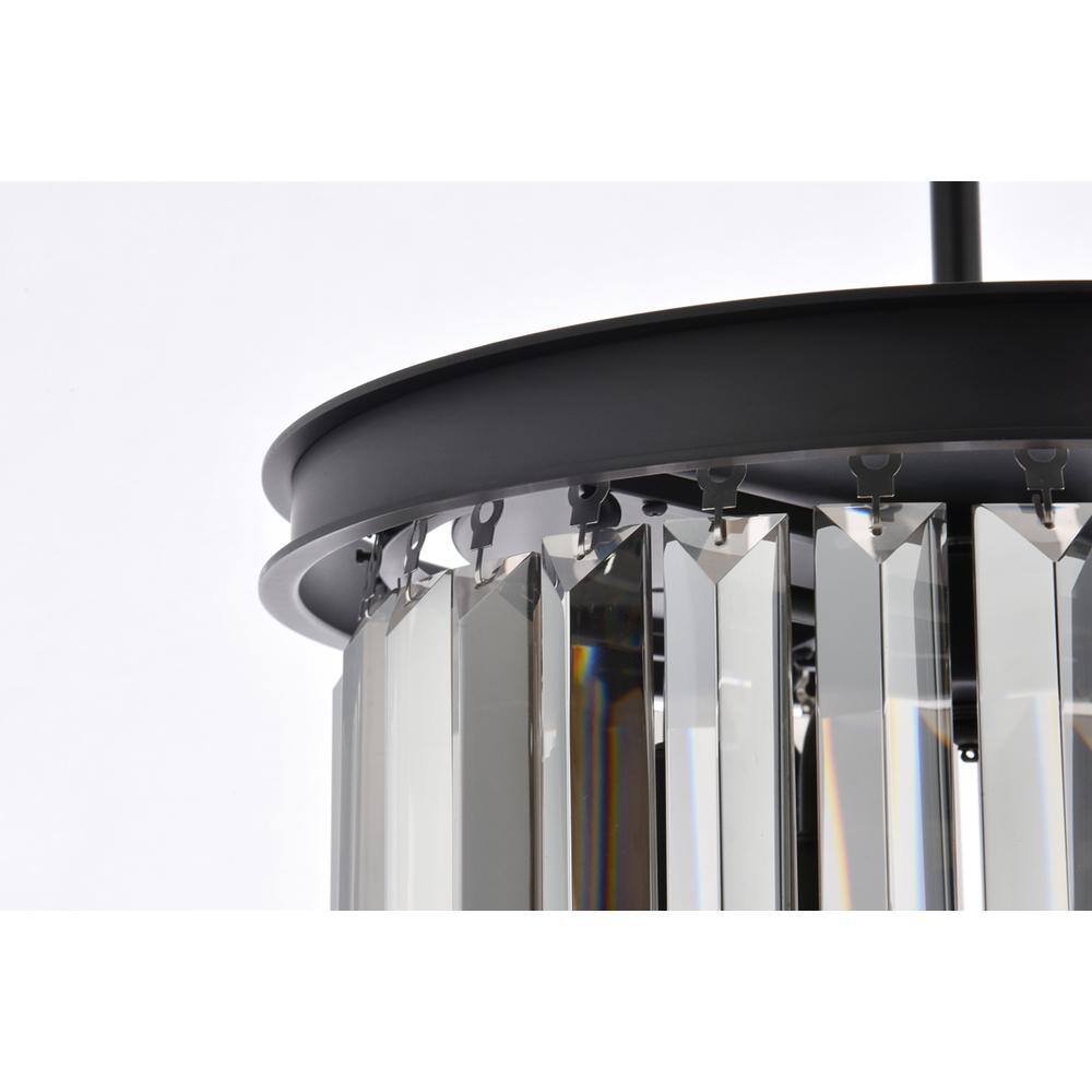 Alt View 4. Urban Classic - Sydney 3 light Matte Black Pendant Silver Shade (Grey) Royal Cut Crystal - Matte Black.