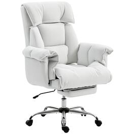 Forest'nSky - High Back Reclining Office Chair with Rolling Wheels, Ergonomic Desk Chair with Lumbar Support - Cream White