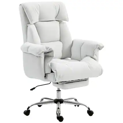 Front. Forest'nSky - High Back Reclining Office Chair with Rolling Wheels, Ergonomic Desk Chair with Lumbar Support in Cream White - Cream White.