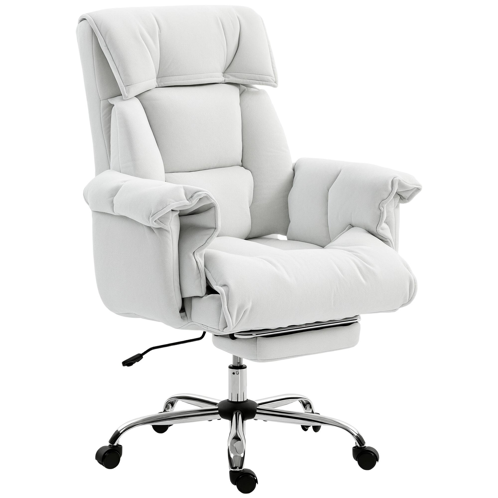 Front. Forest'nSky - High Back Reclining Office Chair with Rolling Wheels, Ergonomic Desk Chair with Lumbar Support  in Cream White - Cream White.