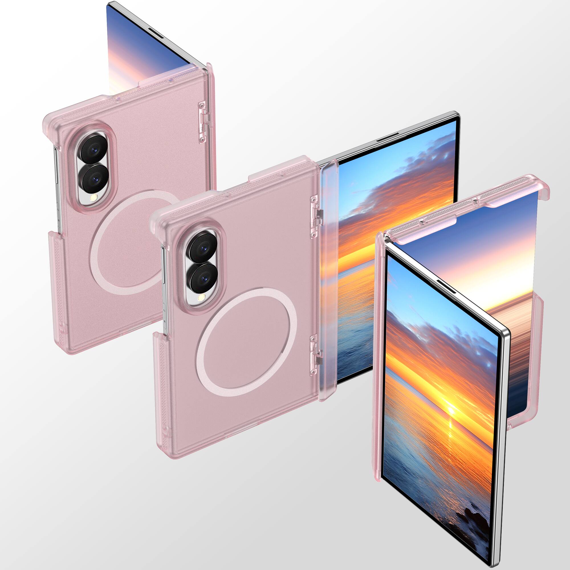 Angle. Dteck - Magnetic Matte Case for Samsung Galaxy Z Fold8 with Hinge Protection,Slim Hard PC Back Cover,No Front Frame Shell - Mattepink.