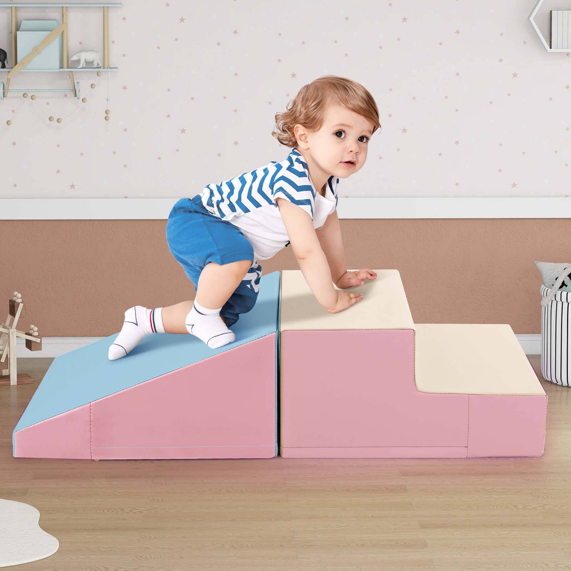 Alt View 3. Costway - Costway Step and Slide Climber for Infants and Toddlers Baby Soft Foam Structure Blocks - Pink.