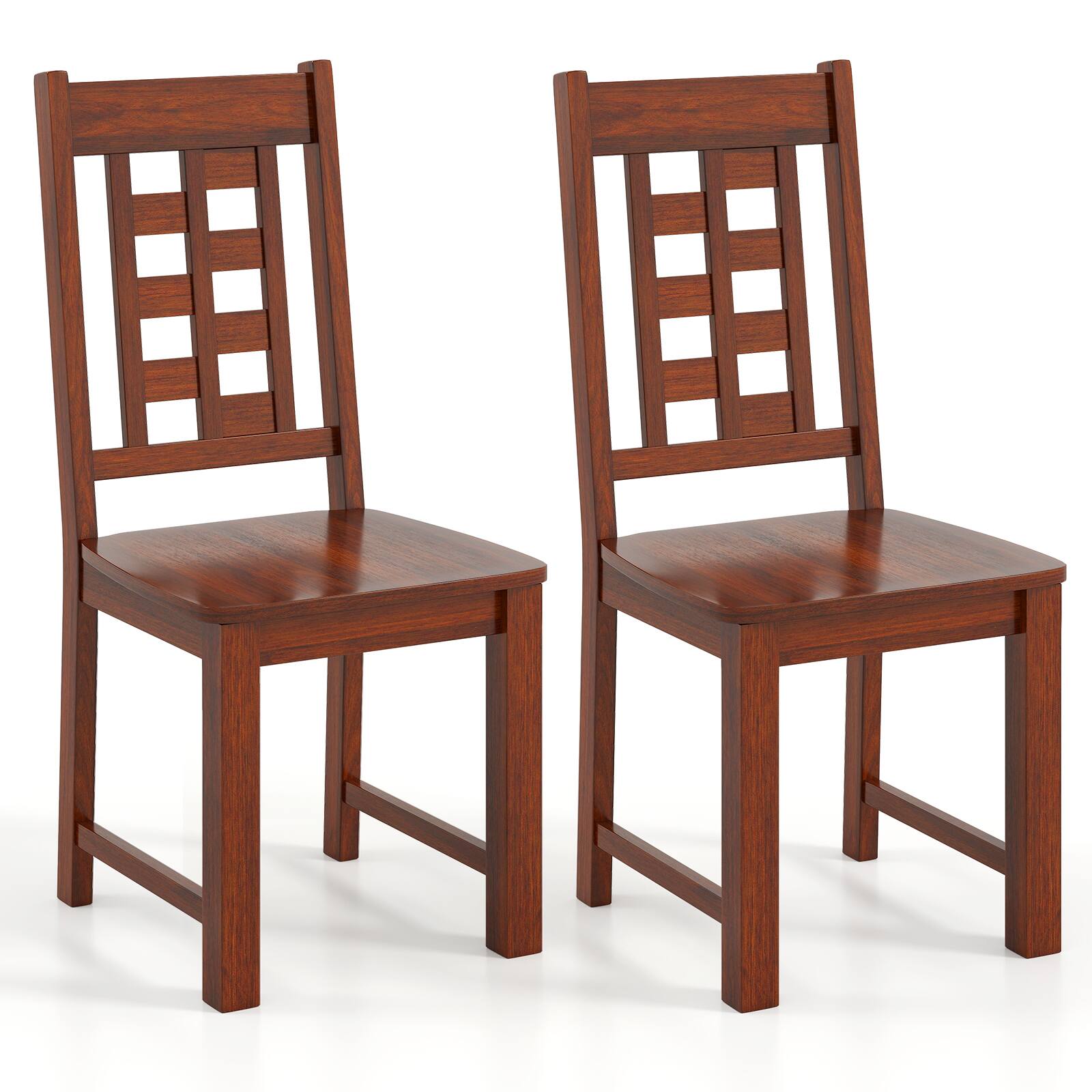 Alt View 9. Gymax - Gymax Dining Chairs Set of 4 w/Solid Rubber Wood Frame Elegant Hollowed Backrest - Walnut.