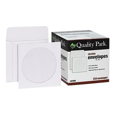 Quality Park - Open End CD/DVD Envelopes, 5" x 5", 250/Box - White Wove