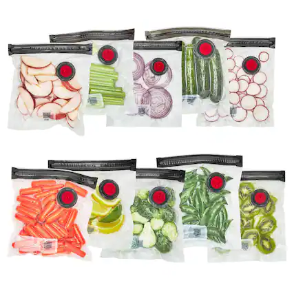 Front. ZWILLING - ZWILLING Fresh & Save 10-pc Small Vacuum Sealer Bags 1/2 Gallon, Reusable Snack Bags, Meal Prep - Clear.