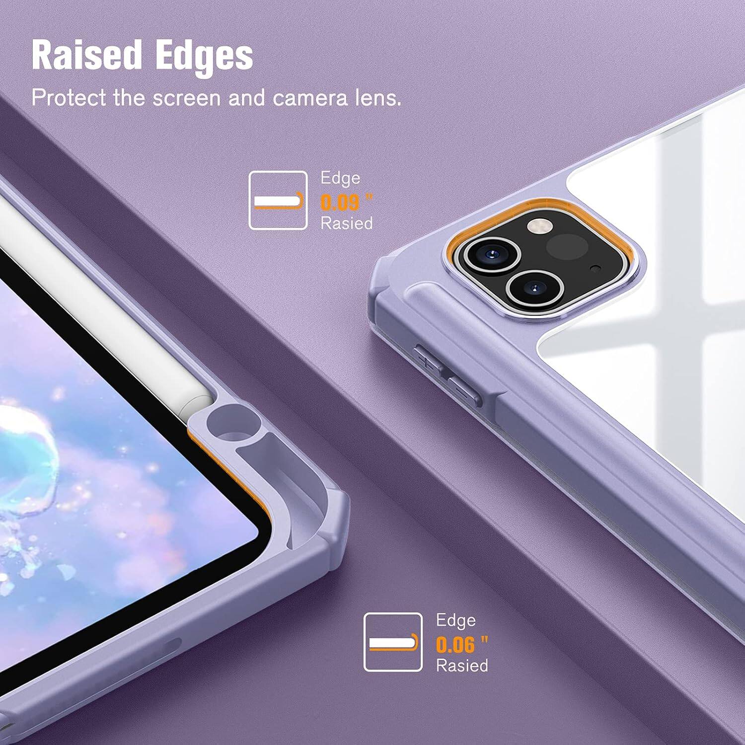 Raised Edges Protect the screen and camera lens.

Edge 0.09" Raised

Edge 0.06" Raised