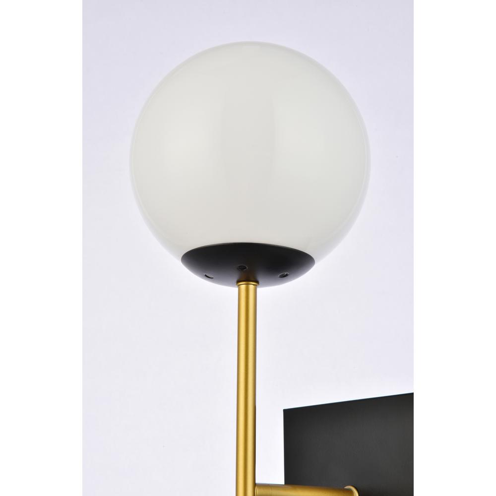 Alt View 2. Living District - Neri 1 light black and brass and white glass wall sconce - Black And Brass And White.