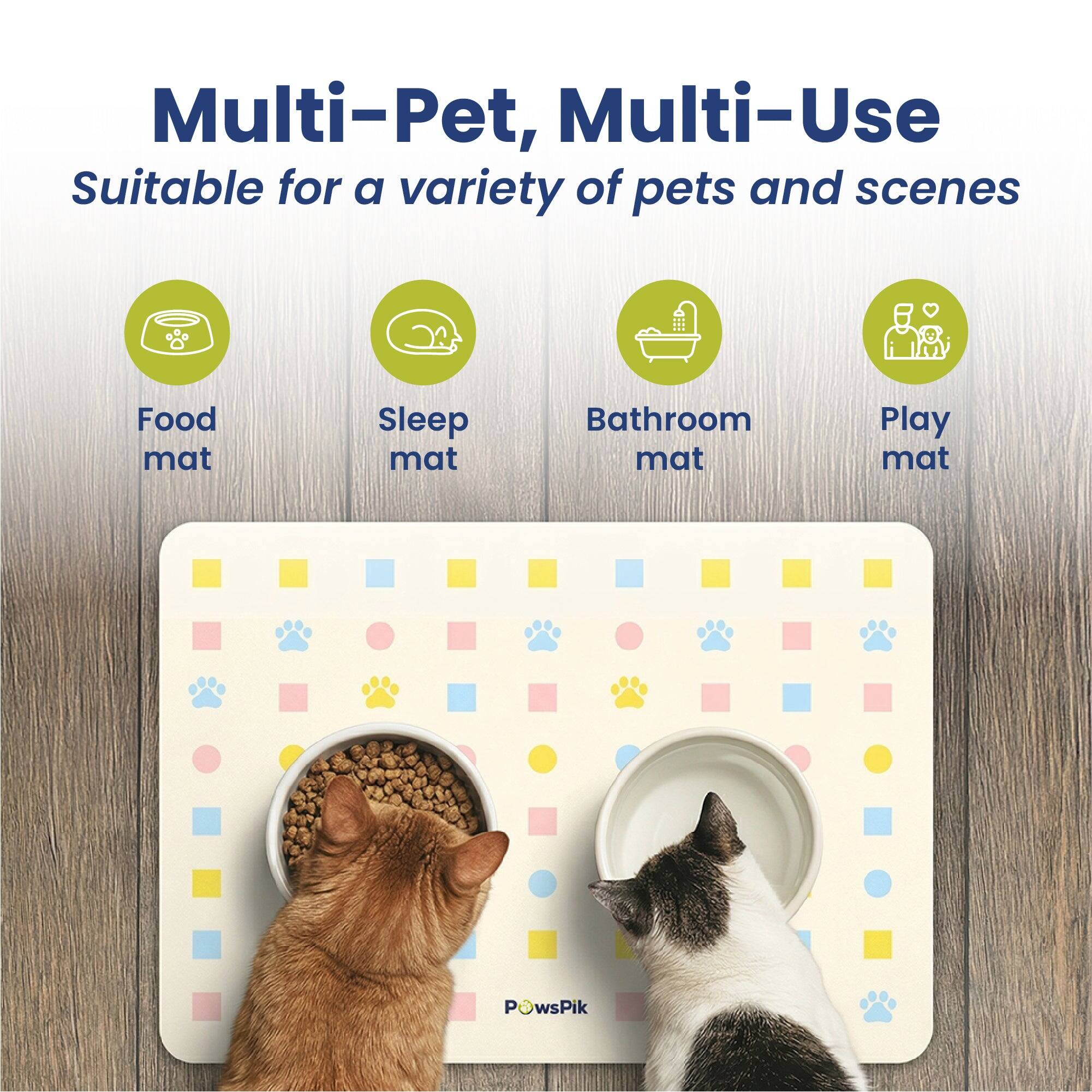 PawsPik Fast Absorbing Dog & Cat Food Mat, Pastel Paw Toss, Medium ...