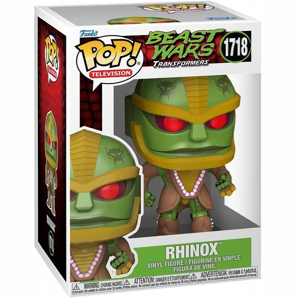 Funko POP!  
TELEVISION  

BEAST WARS  
TRANSFORMERS  
1718  

RHINOX  
VINYL FIGURE / FIGURINE EN VINYLE / FIGURA DE VINIL  

WARNING: CHOKING HAZARD. Small parts. Not suitable for children under 3 years.  
ADVERTENCIA: PELIGRO DE AHOGAMIENTO. Piezas pequeñas. No es adecuado para niños menores de 3 años.  
ATTENTION: DANGER D'ÉTOUFFEMENT. Petites pièces. Ne convient pas aux enfants de moins de 3 ans.
