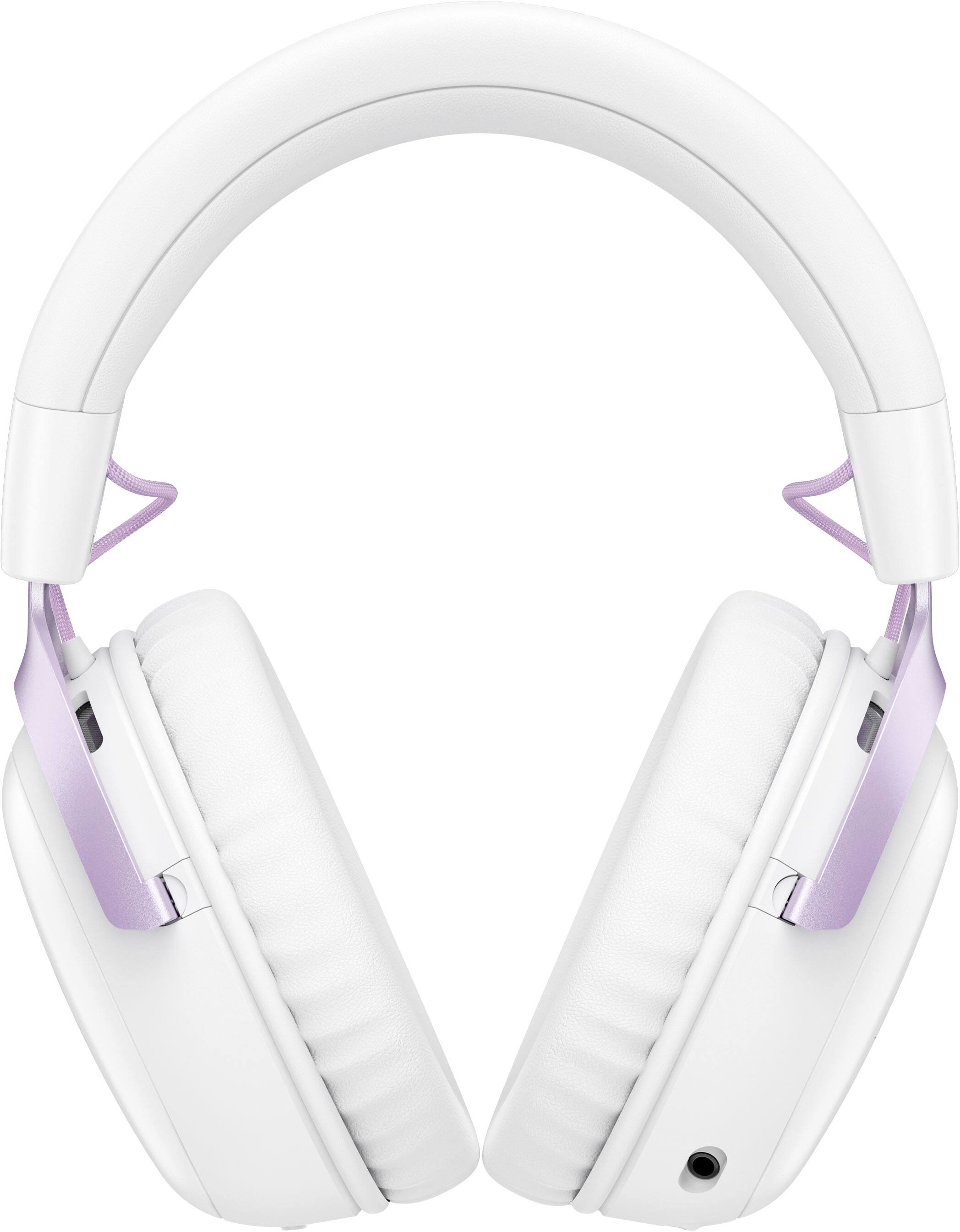 Left. HyperX - Cloud III S Wireless Gaming Headset for PC, PS5, PS4, Nintendo Switch, Mac, and Mobile - White/Lavender.