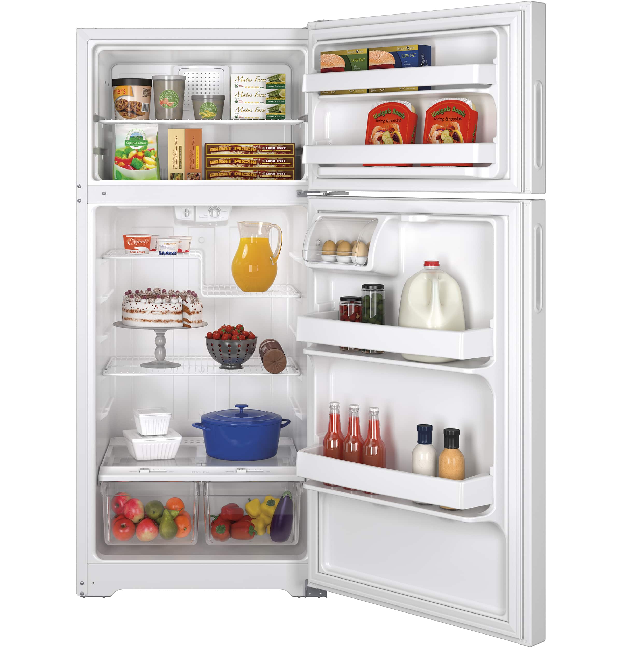 Alt View 11. GE - 15.6 Cu. Ft. Frost-Free Top-Freezer Refrigerator - White.