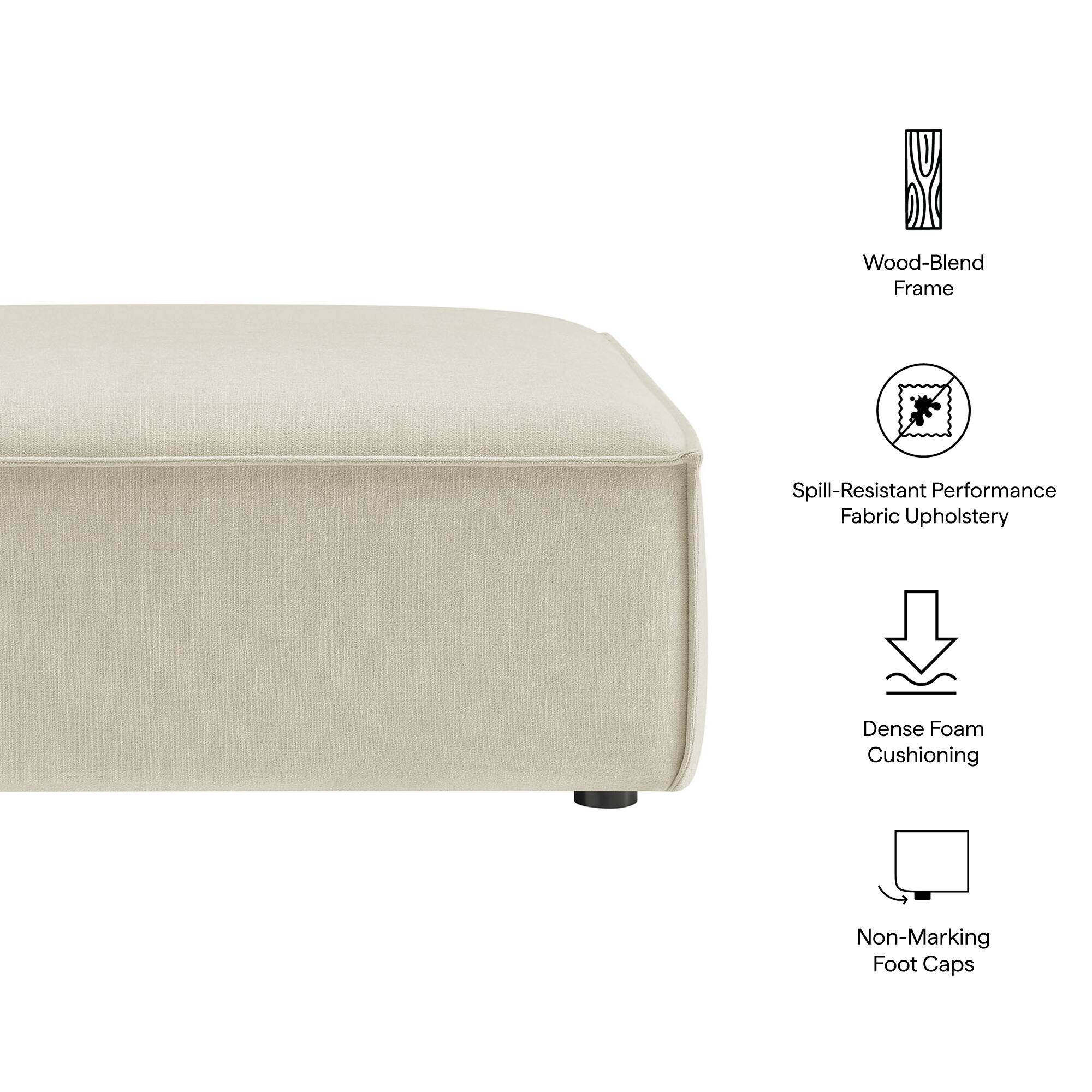 Wood-Blend Frame  
Spill-Resistant Performance Fabric Upholstery  
Dense Foam Cushioning  
Non-Marking Foot Caps