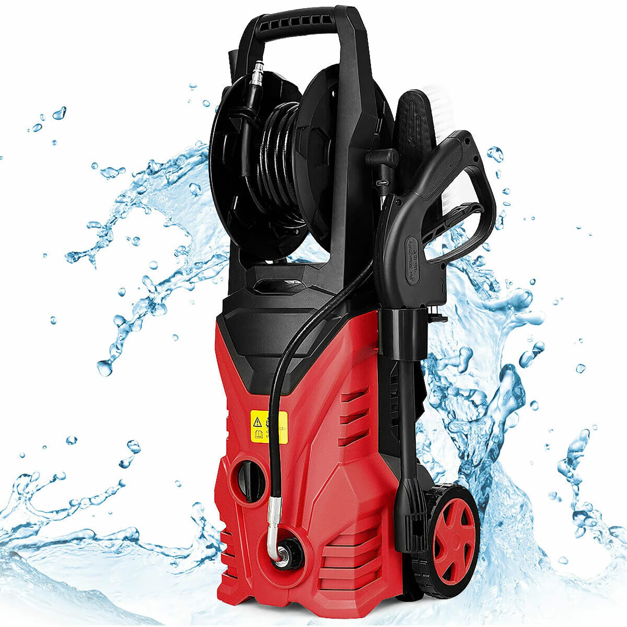 Front. Costway - Costway 2030PSI Electric Pressure Washer Cleaner 1.7 GPM 1800W with Hose Reel - Red.