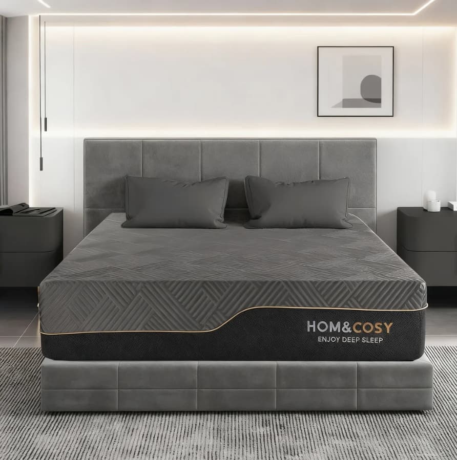 Vipbear - 10 Inch King Extra Firm Memory Foam Mattress with Ice Silk Cover, Luxury Cooling Gel Bed Mattresses - Gray