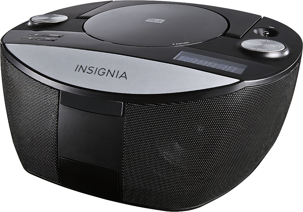 Best Buy: Insignia™ CD Boombox with FM Radio Black/Silver NS-BIPCD03
