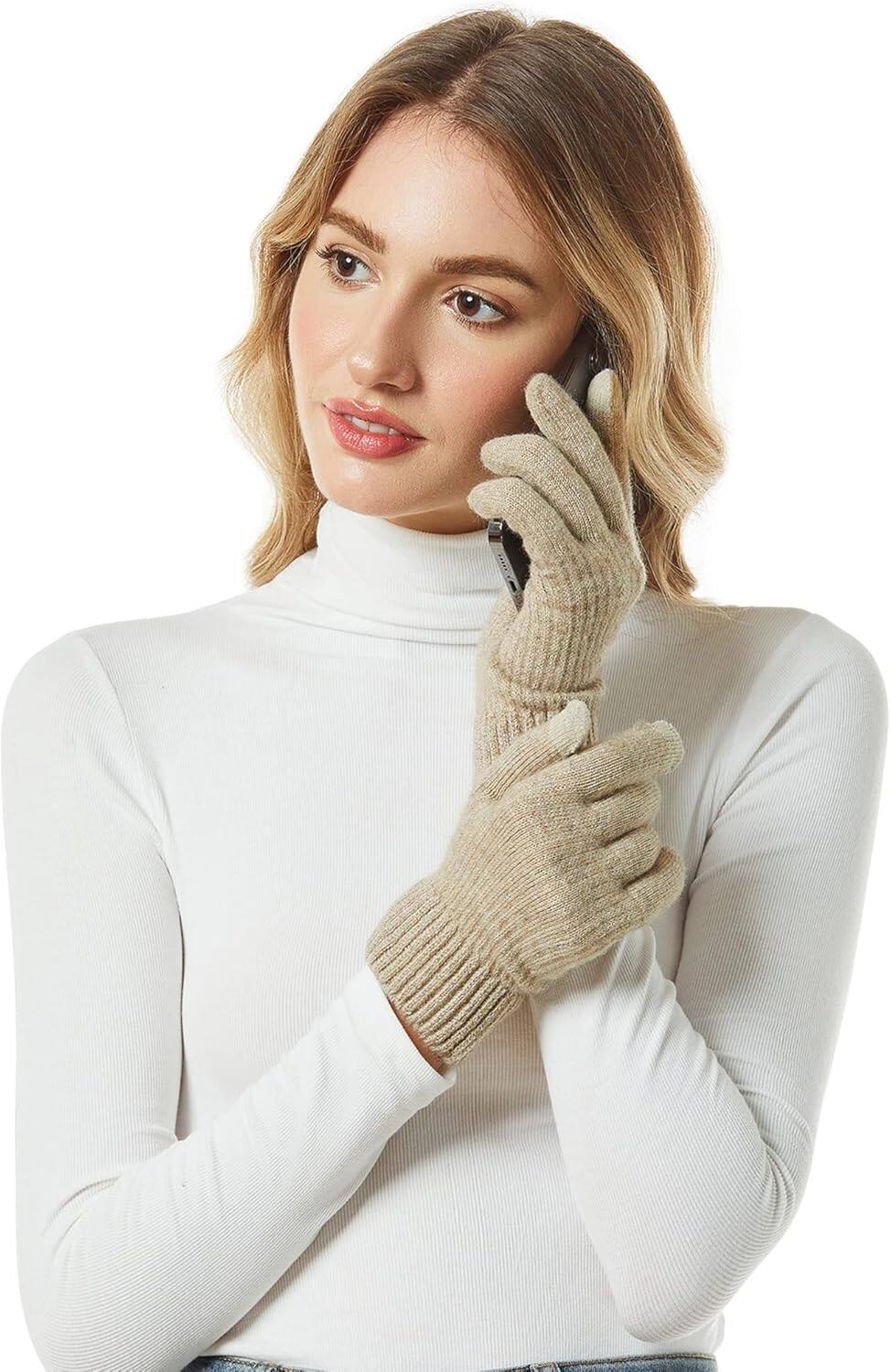 Alt View 1. Cozy Serene - Womens Winter Warm Touchscreen Gloves Thermal Knit Cold Weather Gloves for Women (Touchscreen, Heated) - Blue-One Size.