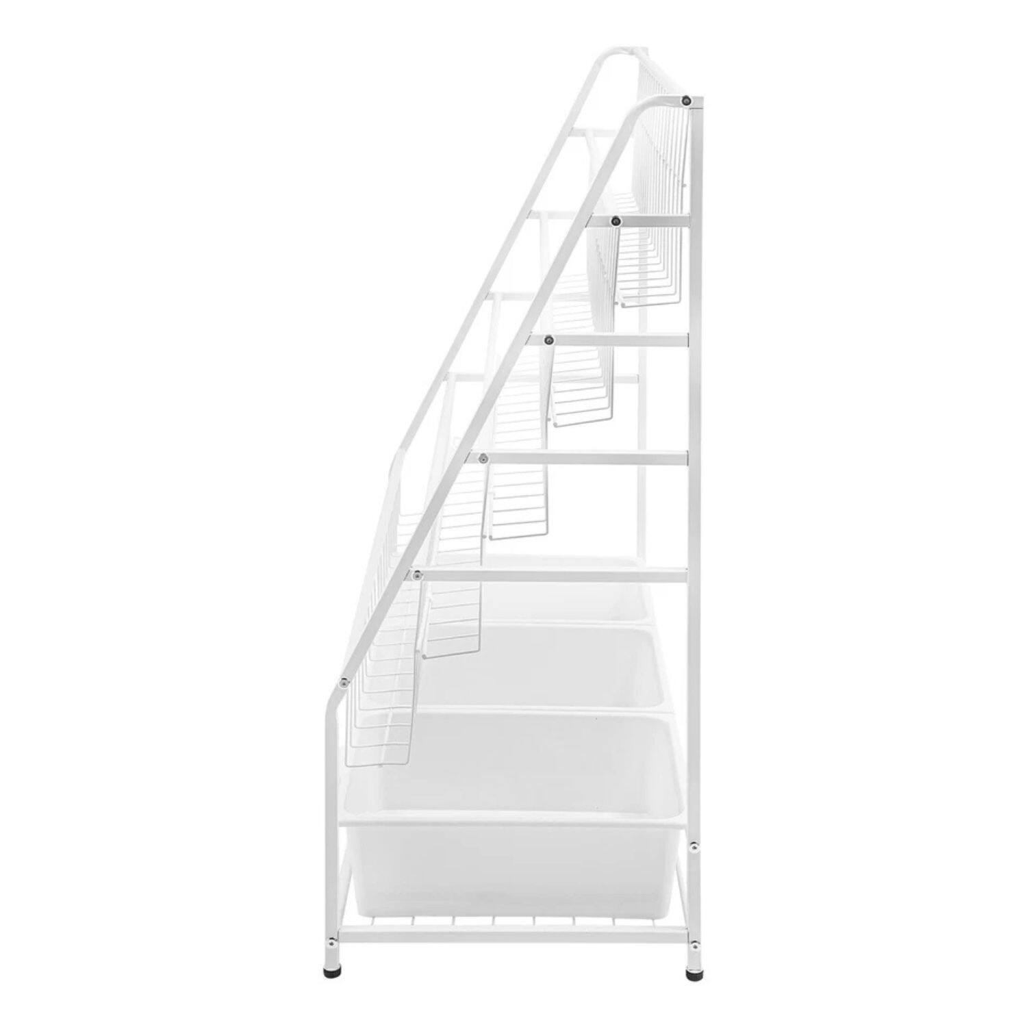 Left. Home Collection - 5-Tier Iron Bookcase – Bookshelf Storage & Display Rack - White.
