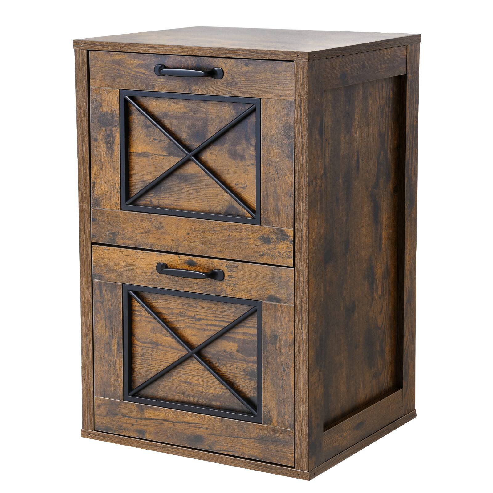 Alt View 5. VEVOR - 2 Drawer File Cabinet, Vertical Filing Storage Cabinets for Home Office, Heavy-Duty Cabinet - Burnt Wood.