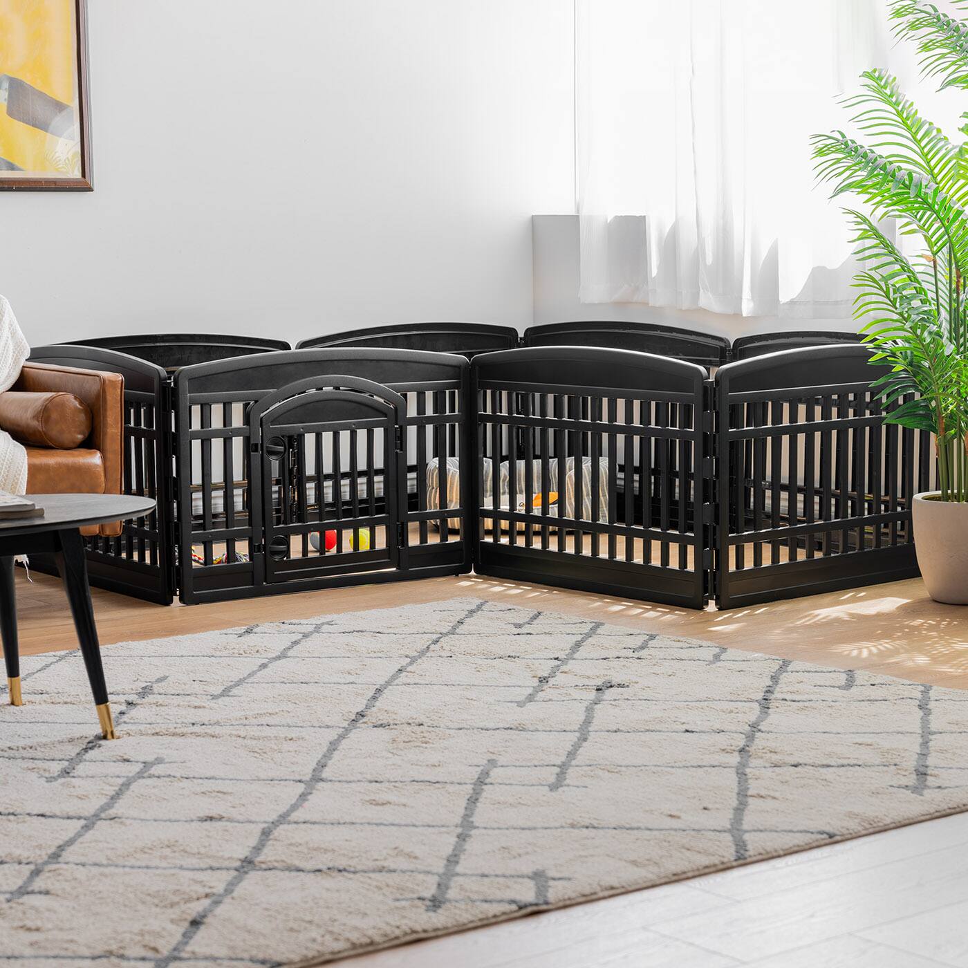 Alt View 5. IRIS USA - IRIS 4-10 Panel 24/34"H Folding Exercise Enclosure Plastic Pet Playpen with Door.