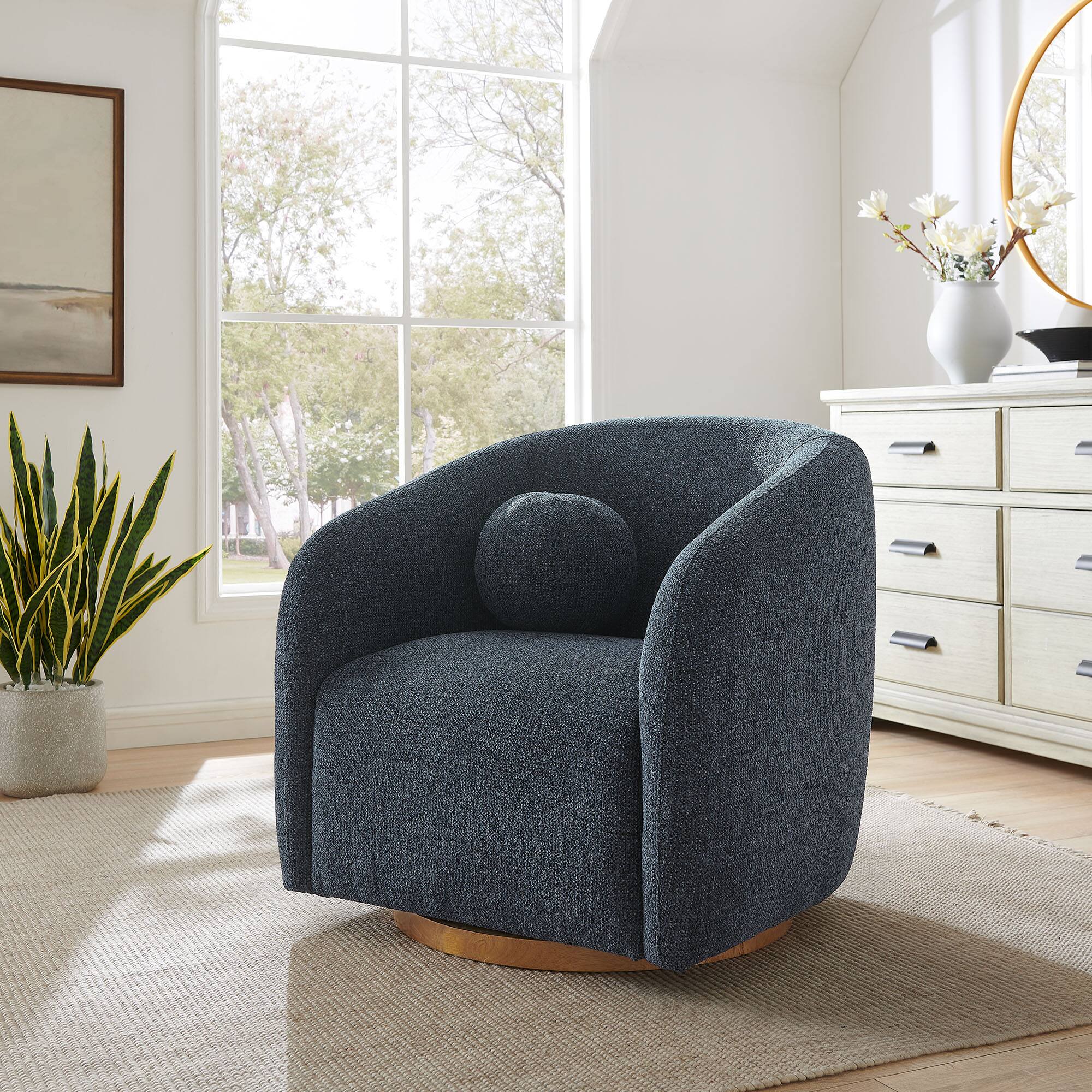 Alt View 5. Modway - Holland Swivel Chenille Fabric Armchair by Modway - Blue.