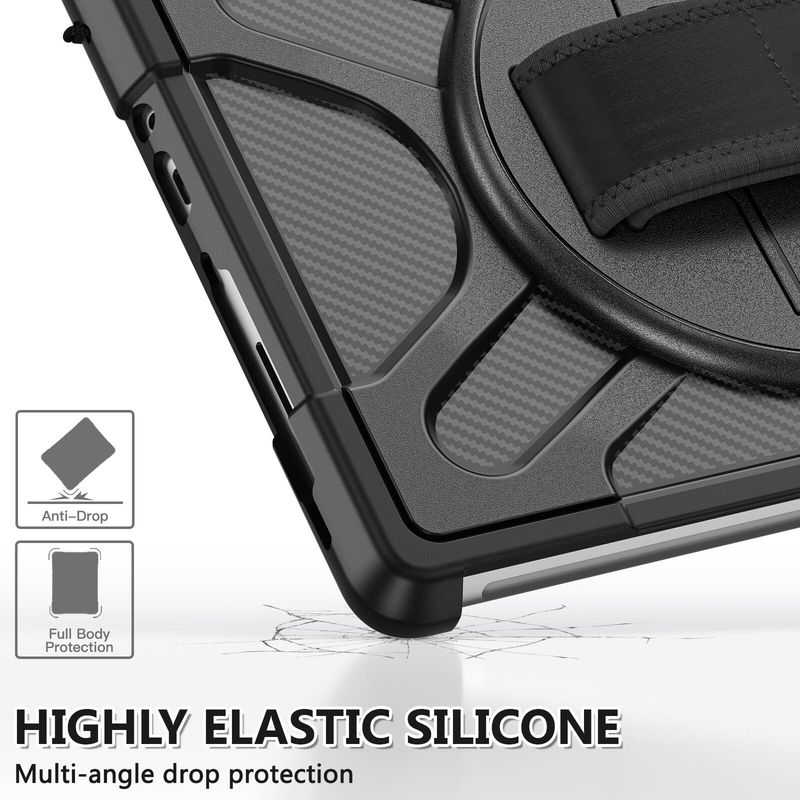 Anti-Drop  
Full Body Protection  
HIGHLY ELASTIC SILICONE  
Multi-angle drop protection