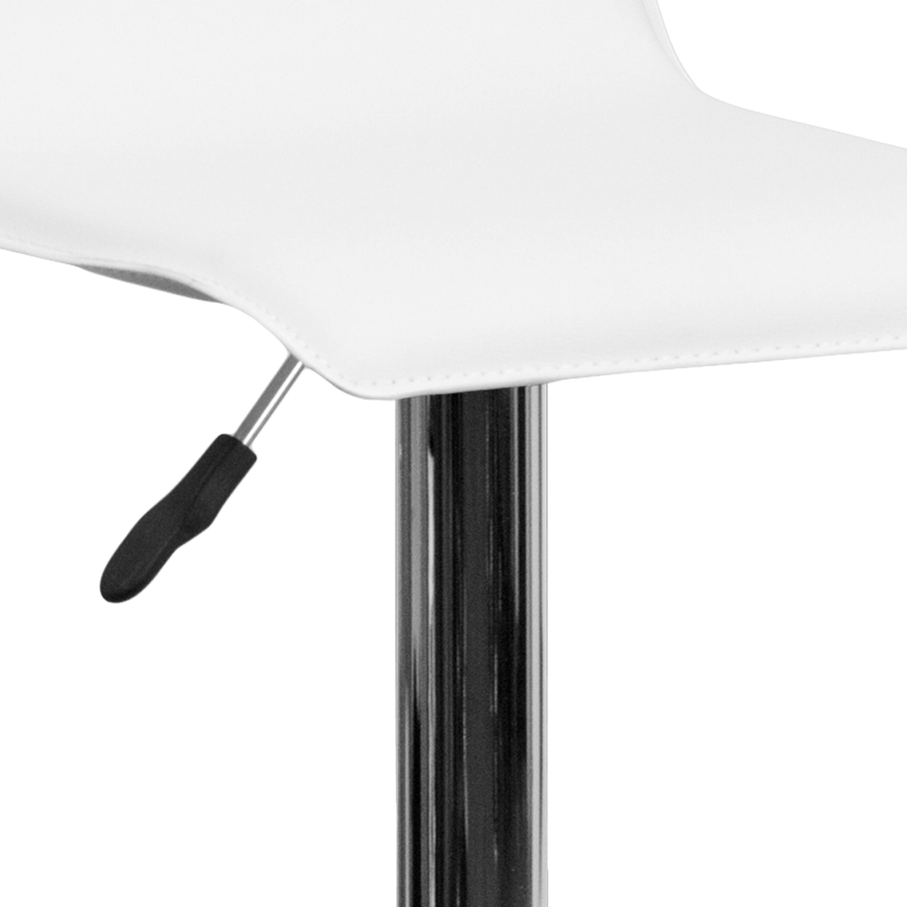 Alt View 9. Emma + Oliver - Solid Wave Seat Vinyl Adjustable Height Barstool with Chrome Base - White.