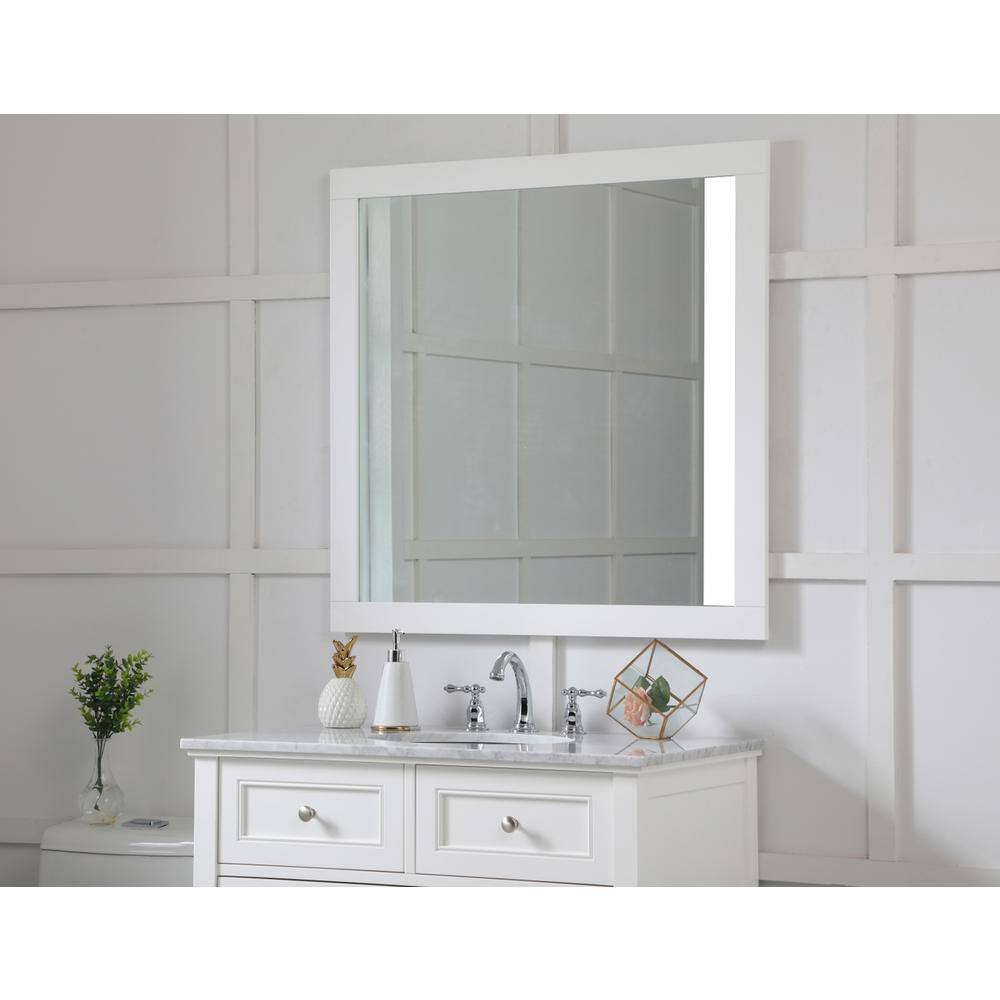 Alt View 4. Elegant Decor - Aqua square vanity mirror 36 inch in White - White.