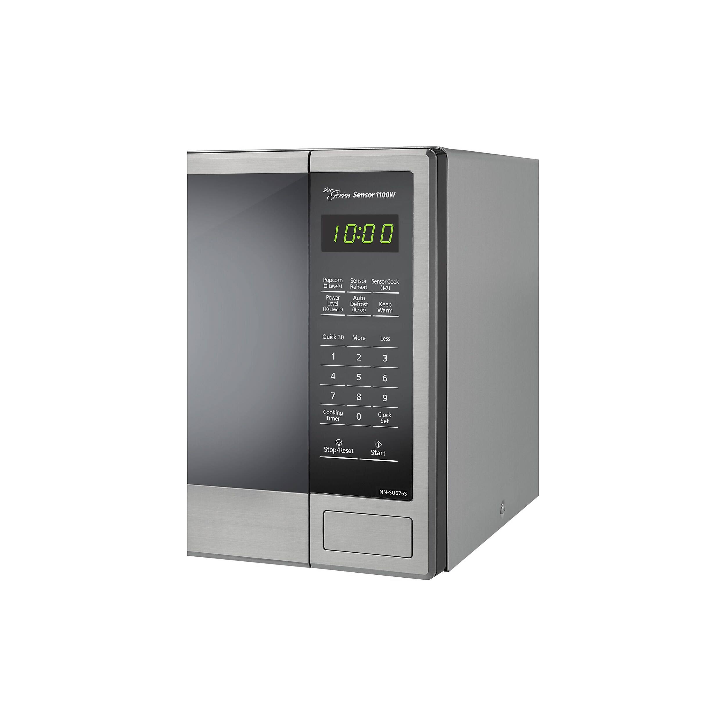 beef Gen's Sensor 1100W  
10:00  
Popcorn Sensor Cook (1)  
Reheat (17)  
Power Auto Level Defrost Keep (0)  
Warm  
Quick 30 More Less  
1 2 3 4 5 6 7 8 9  
Cooking Timer 0  
Clock Set  
Stop/Reset  
Start  
NN-SU6765