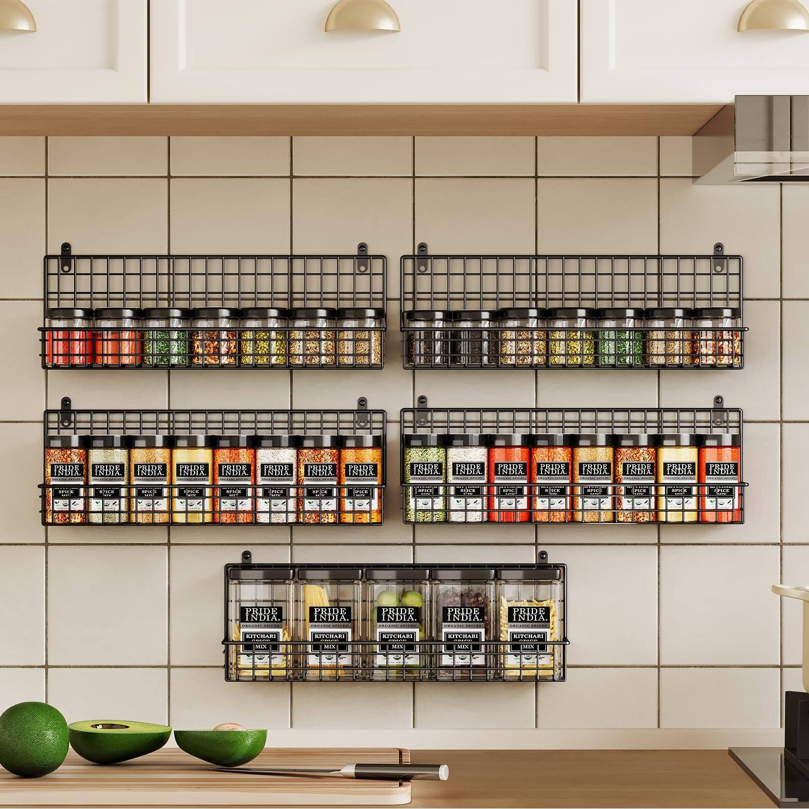 Dazzling Pops X cosrack Spice Rack Organizer, 5 Tier Wall Spice Rack ...