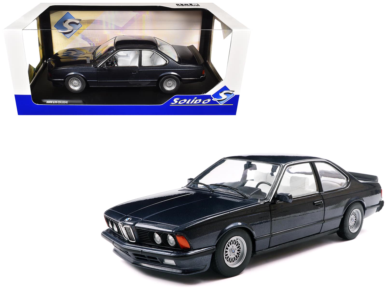 1984 BMW 635 CSI (E24) 1/18 Diecast Model Car by Solido - Macau Blue Metallic