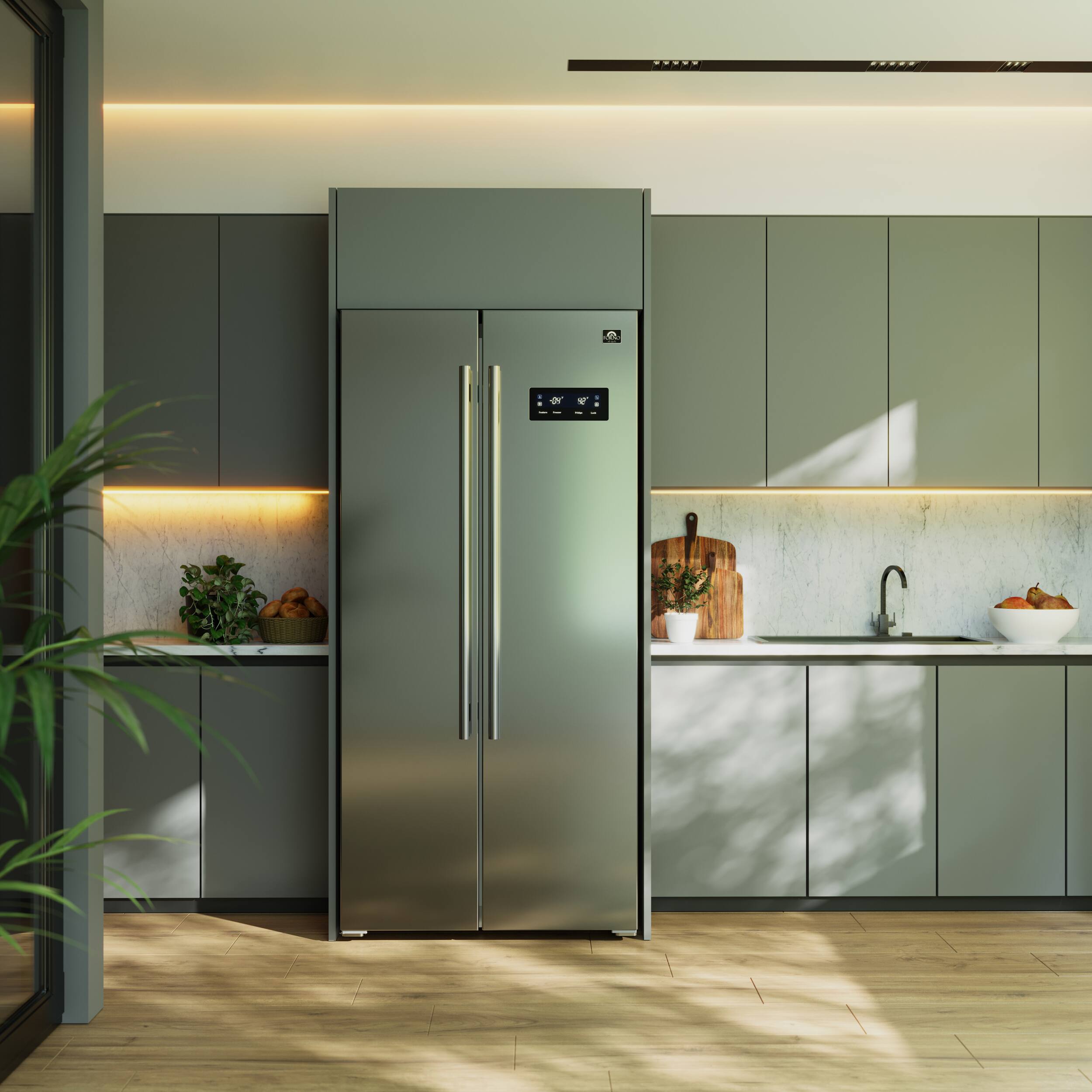 Alt View 15. Forno Appliances - Salerno 15.6 Cu. Ft. Side-by-Side Refrigerator - Stainless Steel.