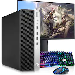 HP - Refurbished Excellent - G4 ProDesk SFF Gaming PC | Intel i5-8th 3.0GHz | 8GB RAM| 128GB SSD + 1TB | NVIDIA GT 1030| 22" LED | Wi-Fi | Win11 - Black