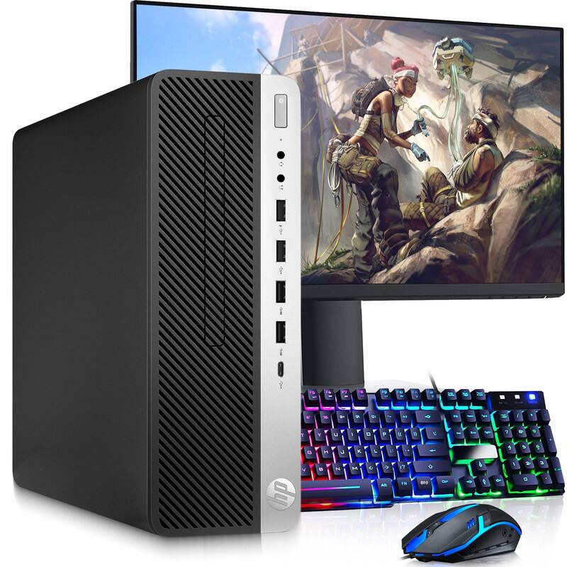HP - Refurbished Excellent - G4 ProDesk SFF Gaming PC | Intel i5-8th 3.0GHz | 8GB RAM| 128GB SSD + 1TB | NVIDIA GT 1030| 22" LED | Wi-Fi | Win11 - Black