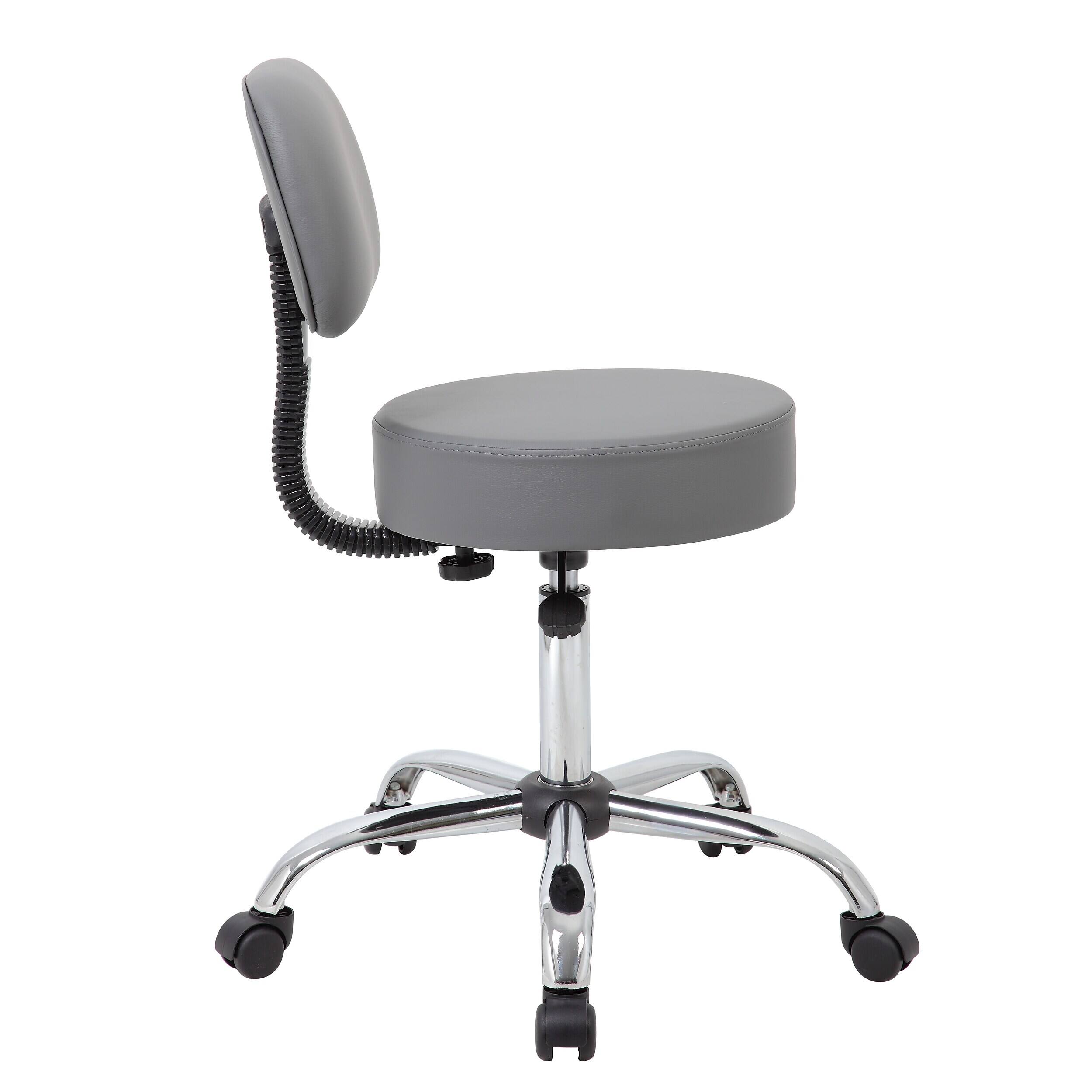 Alt View 2. Boss Office Products - Caressoft Armless Medical Stool with Backrest, Gray (B245-GY) - Gray.