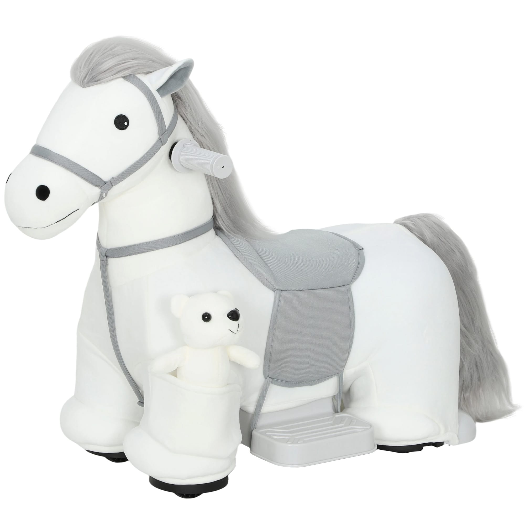 Qaba - Ride On Horse, Battery Powered Ride on Toy, Electric Kids Riding Pony with Bear Toy - White price history on PriceWatchPro