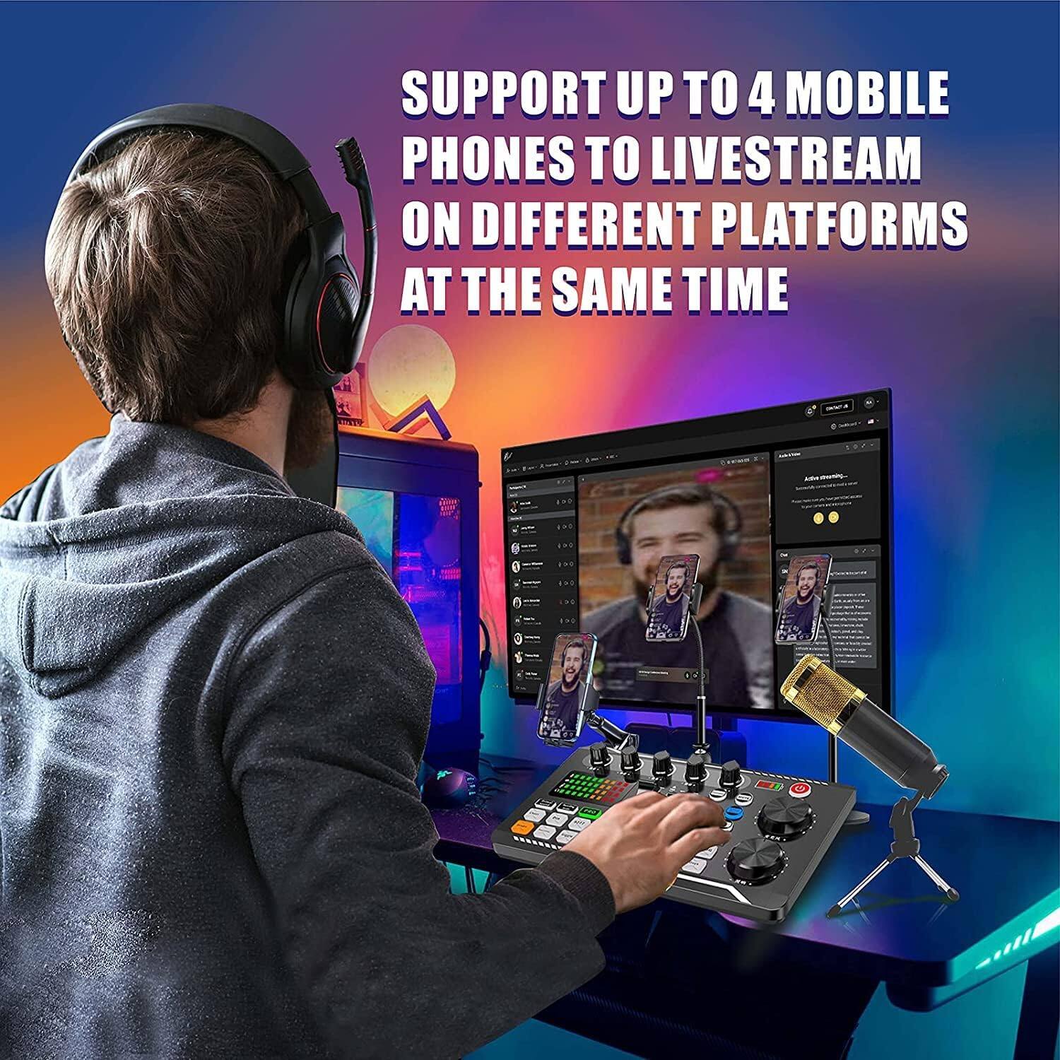 SUPPORT UP TO 4 MOBILE PHONES TO LIVESTREAM ON DIFFERENT PLATFORMS AT THE SAME TIME
