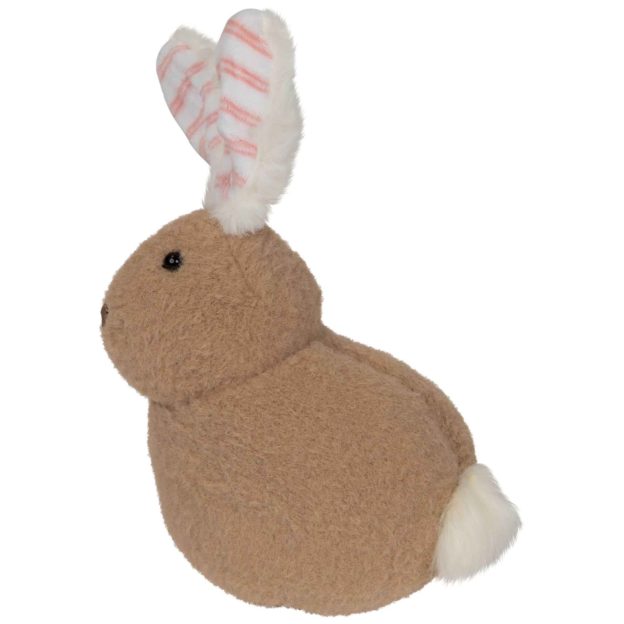 Alt View 2. Northlight - Plush Rabbit with Striped Ears Easter Figurine - 9" - Brown.