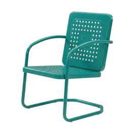 Crosley Furniture - Bates 3Pc Retro Outdoor Chair Set - Side Table & 2 Armchairs - Turquoise Gloss