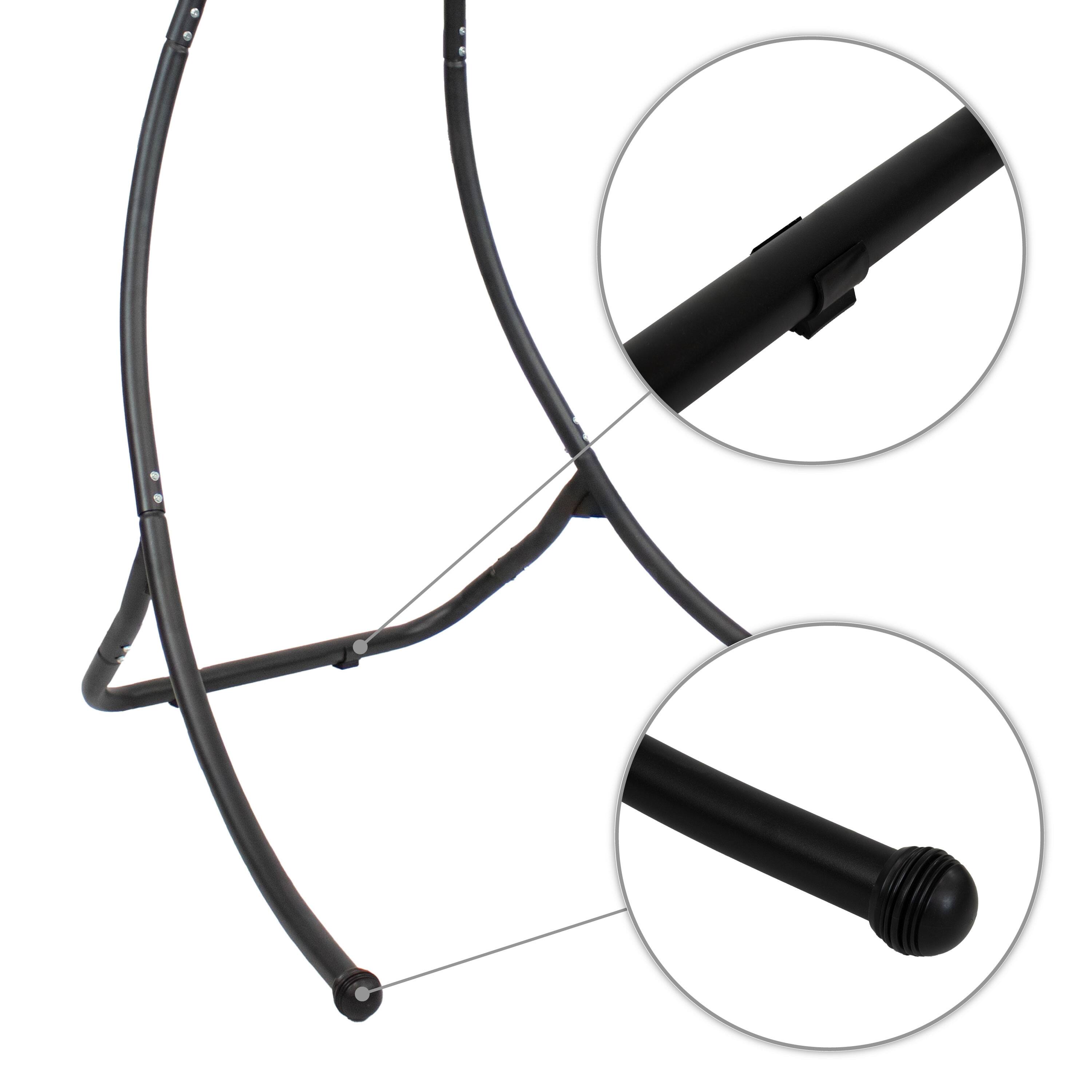 Alt View 10. Sunnydaze - Curved Steel Hanging Hammock Chair Stand - 84" - Black.