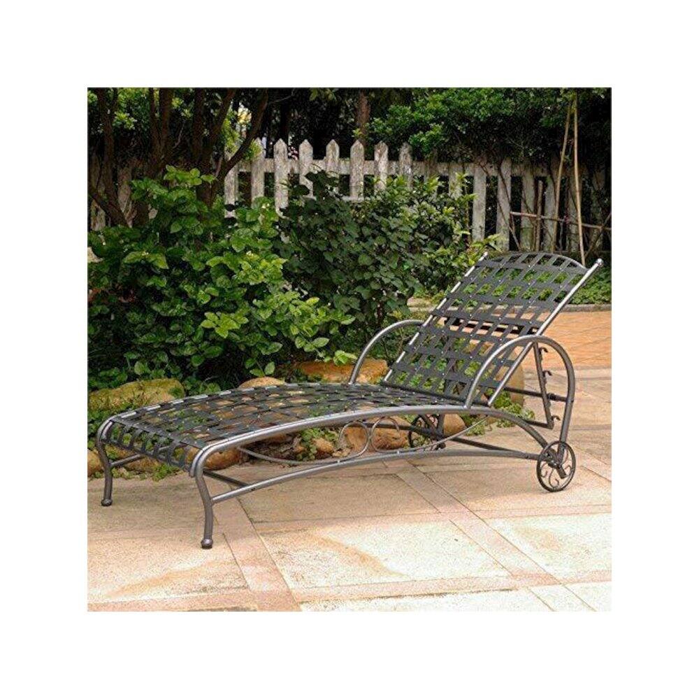 Angle. International Caravan - International Caravan Santa Fe Nailhead Single Multi Position Chaise Lounge - Antique Black.