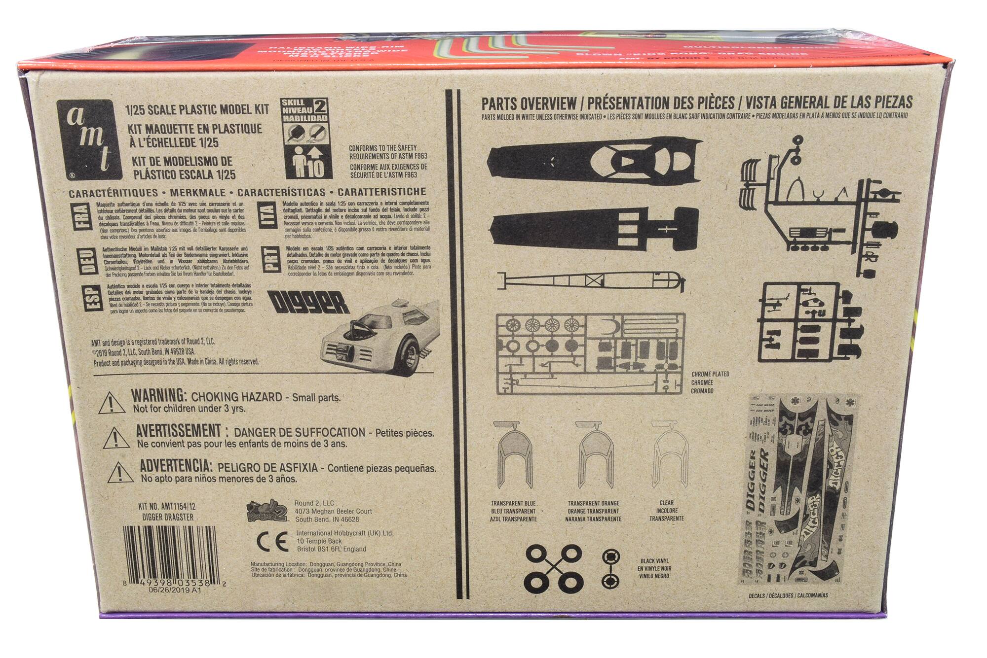 1/25 SCALE PLASTIC MODEL KIT  
NIVEAU 2  
KIT MAQUETTE EN PLASTIQUE  
L'ÉCHELLE DE 1/25  
KIT DE MODELISMO DE ESCALA 1/25  

CONFORMS SAFETY REQUIREMENTS OF ASTM F963  
CONFORME AUX EXIGENCES DE LA SÉCURITÉ DE L'ASTM F963  

CARACTÉRISTIQUES - MERKMALE - CARACTERÍSTICAS  
- Intuitif et détaillé, les détails du modèle sont plus réalistes que jamais  
- Detalles, detalles, detalles...  
- Detalles del modelo más realistas que nunca  

PARTS OVERVIEW / PRÉSENTATION DES PIÈCES / VISTA GENERAL DE LAS PIEZAS  
PARTS MOLDED IN WHITE UNLESS OTHERWISE INDICATED / LES PIÈCES SONT MOULÉES EN BLANC SAUF INDICATION CONTRAIRE / PIEZAS MOLDEADAS EN PLASTICA MENOS QUE SE INDIQUE LO CONTRARIO  

WARNING: CHOKING HAZARD - Small parts. Not for children under 3 yrs.
