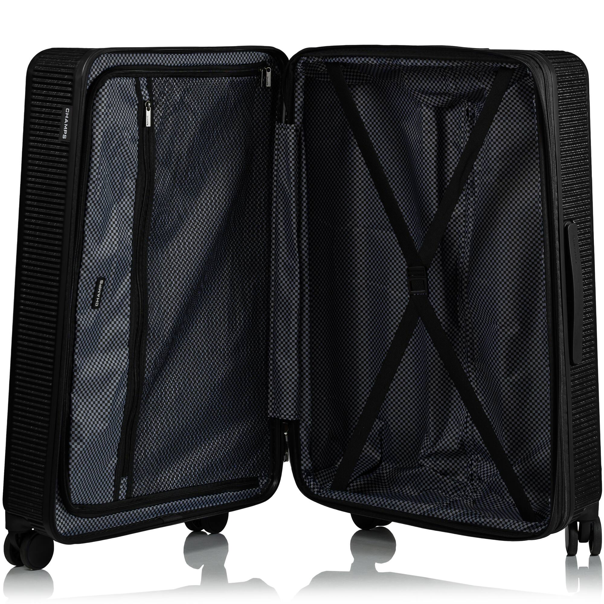 Back. Champs - Iconic II Collection 3 Piece Luggage Set - Black.