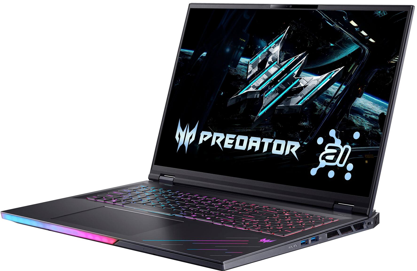 Alt View 6. Acer - Predator Helios 18 AI - 18" 250Hz Gaming Laptop - 2560 x 1600 -Intel Core Ultra 9 - NVIDIA GeForce RTX 5080 – 32GB – 1TB - Abyssal Black.