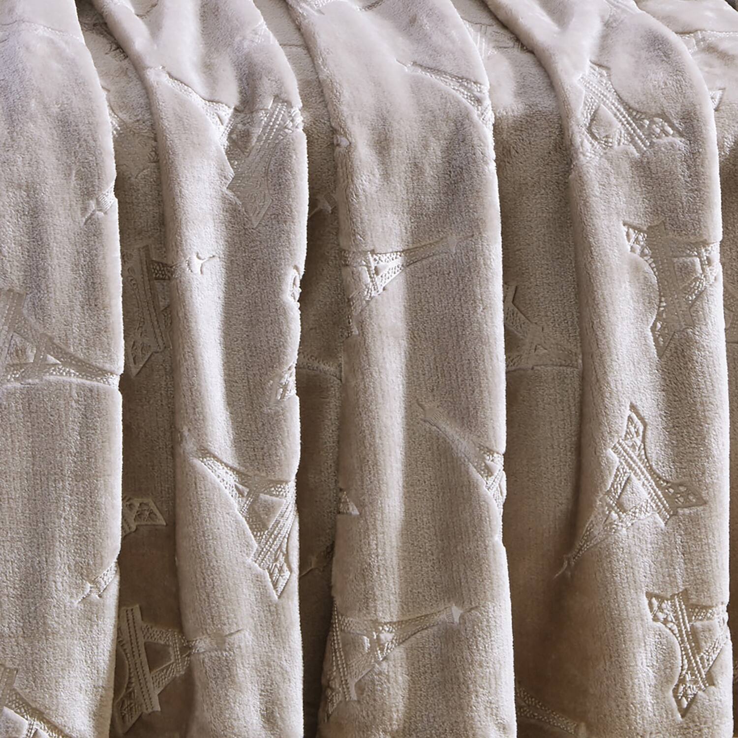 Alt View 4. Noble House - Plazatex Eiffel Tower Embossed Decorative Super Soft Throw Blanket for Sleep/Decor 2 Pack 50" x 60" Taupe - Taupe.