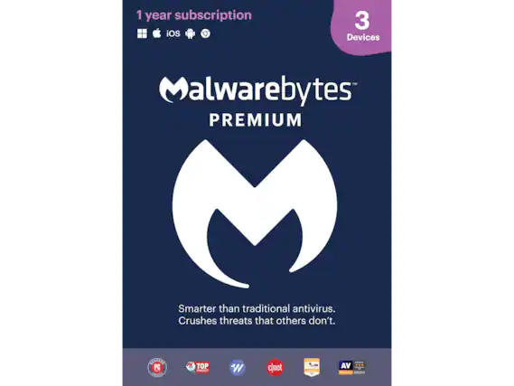 1 year subscription iOS 3 Devices TM Malwarebytes PREMIUM Smarter than traditional antivirus. Crushes threats that others don't.