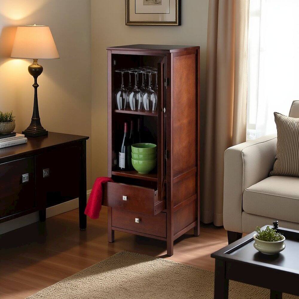 Alt View 3. FurniFact - Walnut Kitchen Cabinet – Small Pantry Cabinet with Doors - Brown.