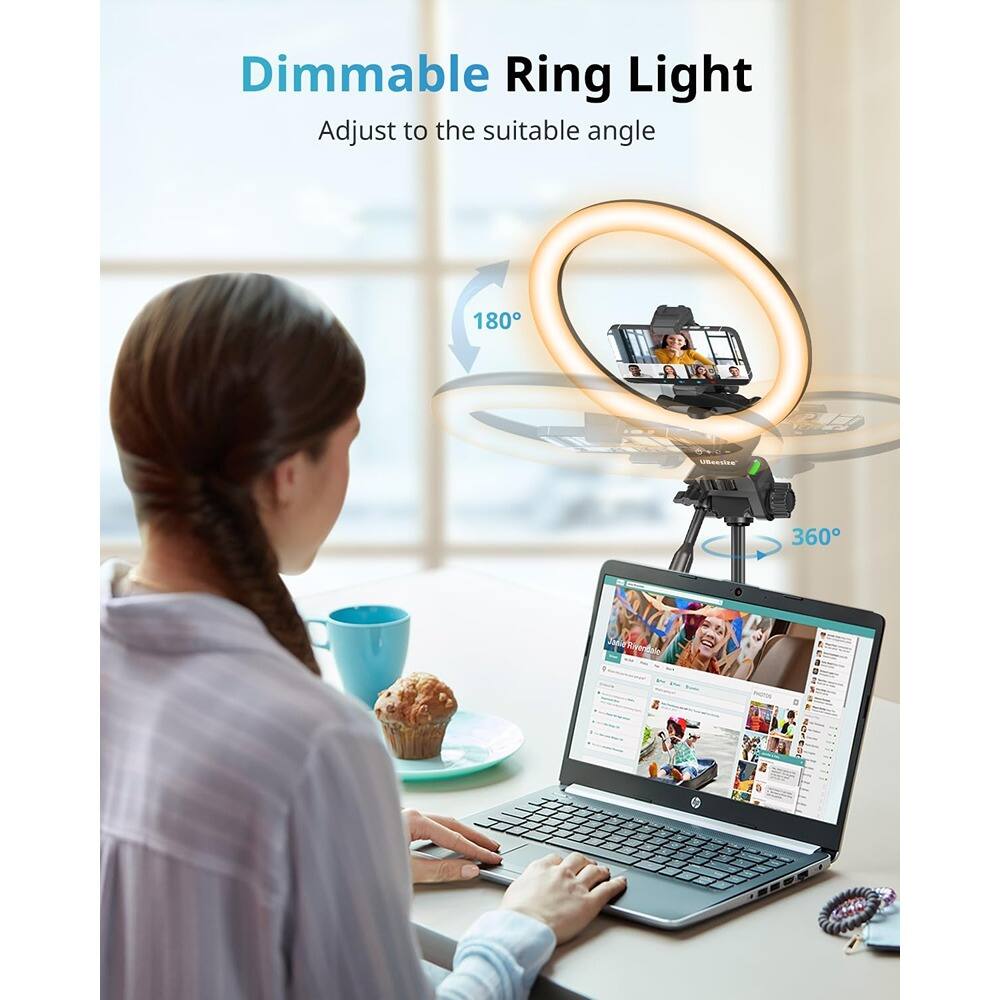 Dimmable Ring Light  
Adjust to the suitable angle  

180°  
360°